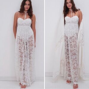 For Love and Lemons White Lace Maxi Dress